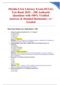 Florida Civic Literacy Exam &lpar;FCLE&rpar; Test Bank 2025 &ndash; 200 Authentic Questions with 100&percnt; Verified Answers & Detailed Rationales &vert; A&plus; Graded