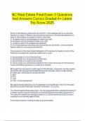 NC Real Estate Final Exam 3 Questions And Answers Correct Graded A&plus; Latest Top Score 2025