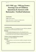 GCU NSG 434 &sol; NSG434 Exam 1 &vert; 2026&sol;2027 &vert; Nursing Care of Children &vert; Questions & Answers with Rationales &vert; Grade A &vert; Verified Solutions