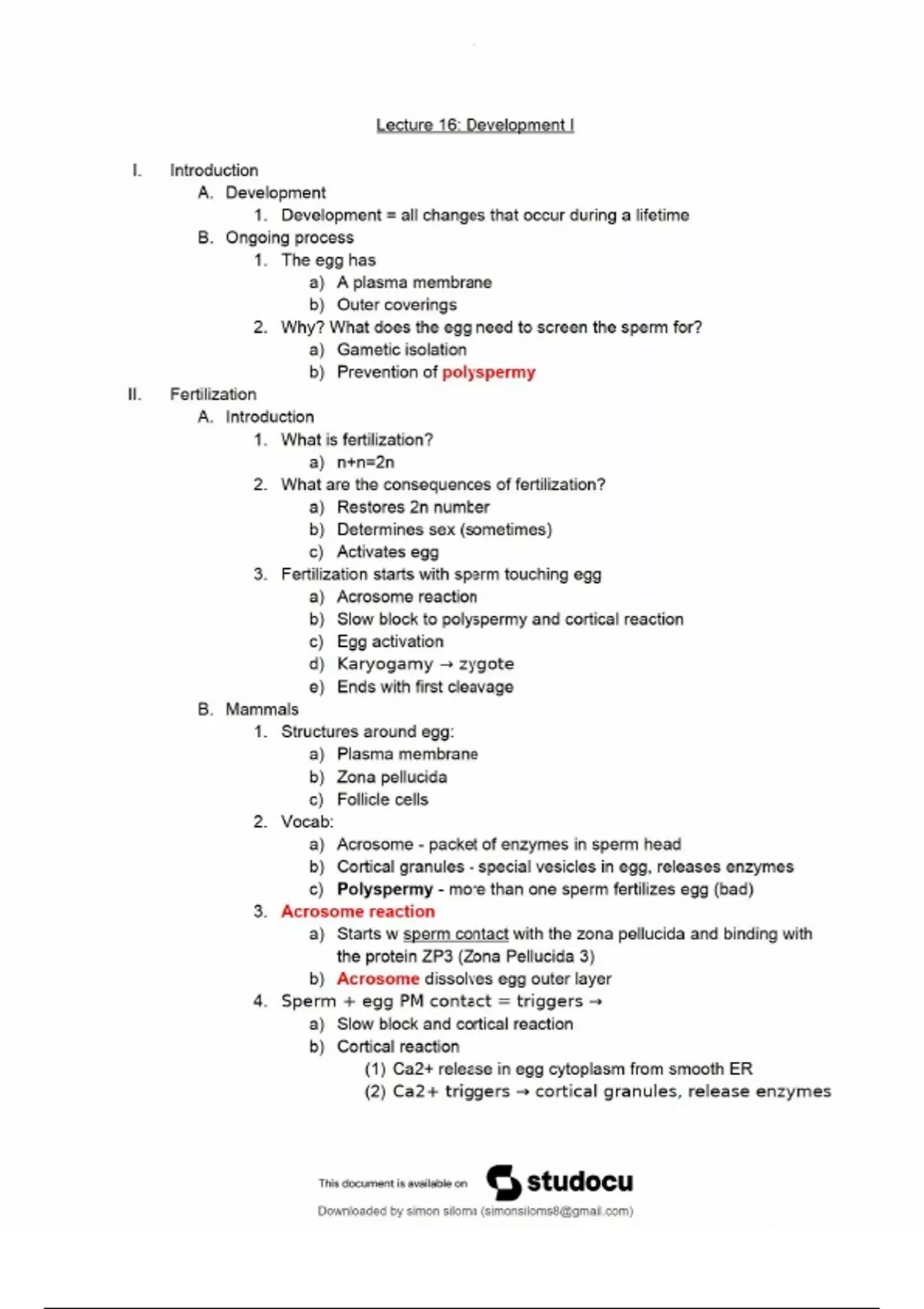Gen 2 Notes Gen Bio II / Development I-II Lecture Notes / Complete Review & Key ...