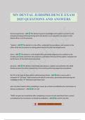 MN DENTAL JURISPRUDENCE EXAM 2025 QUESTIONS AND ANSWERS