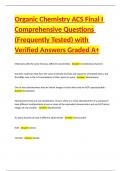 Organic Chemistry ACS Final I Comprehensive Questions &lpar;Frequently Tested&rpar; with Verified Answers Graded A&plus;
