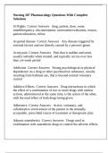 Nursing 207 Pharmacology Questions With Complete Solutions