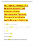 ACS Organic Chemistry I & II Reactions Reagents&comma; and Functional Groups Comprehensive Questions &lpar;Frequently Tested&rpar; with Verified Answers Graded A&plus;