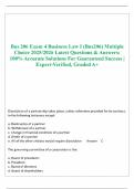 Bus 206 Exam 4 Business Law I &lpar;Bus206&rpar; Multiple Choice 2025&sol;2026 Latest Questions & Answers&colon; 100&percnt; Accurate Solutions For Guaranteed Success &vert; Expert-Verified&comma; Graded A&plus;