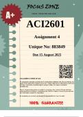 ACI2601 Assignment 4&lpar;883849&rpar;&vert;COMPLETE ANSWERS & SOLUTIONS&vert;- Due 15 August 2025