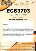 ECS3703 Assignment 2 &lpar;COMPLETE ANSWERS&rpar; Semester 2 2025 - DUE September 2025