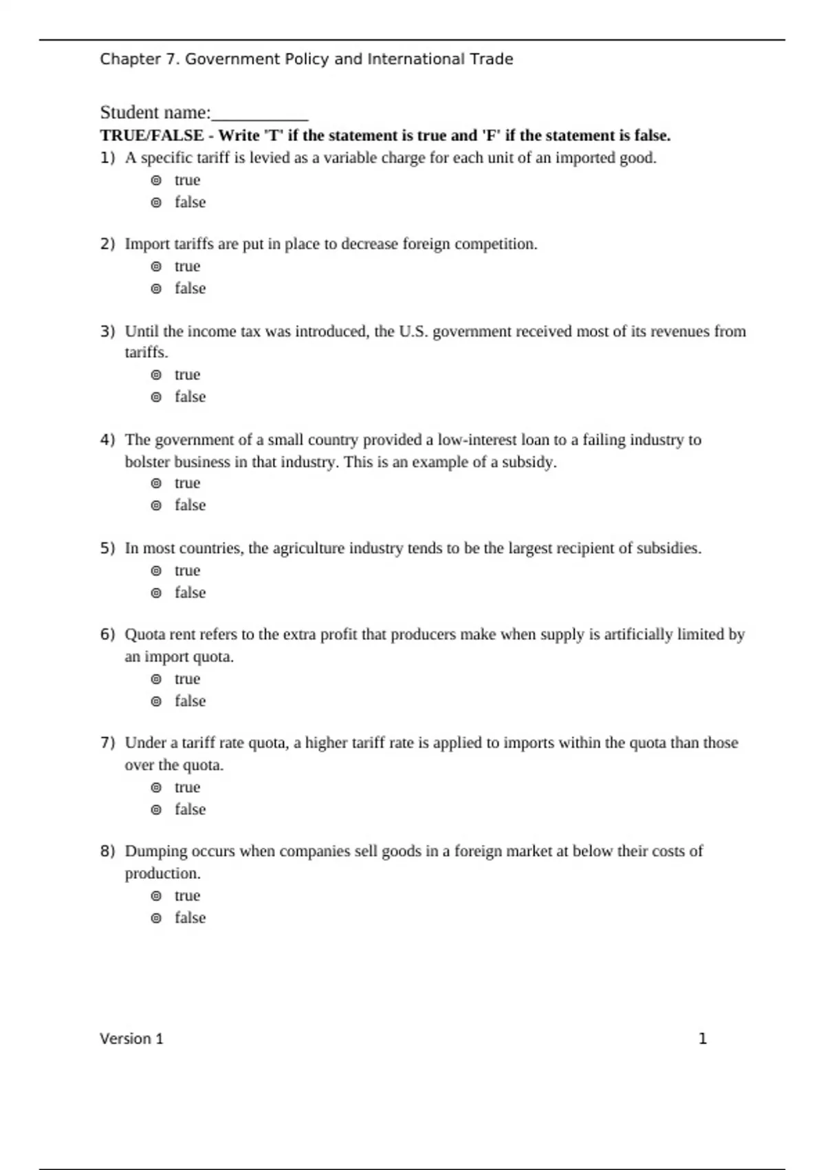Summary Test Bank: Hill 2024: Chapter 7. Government Policy and ...