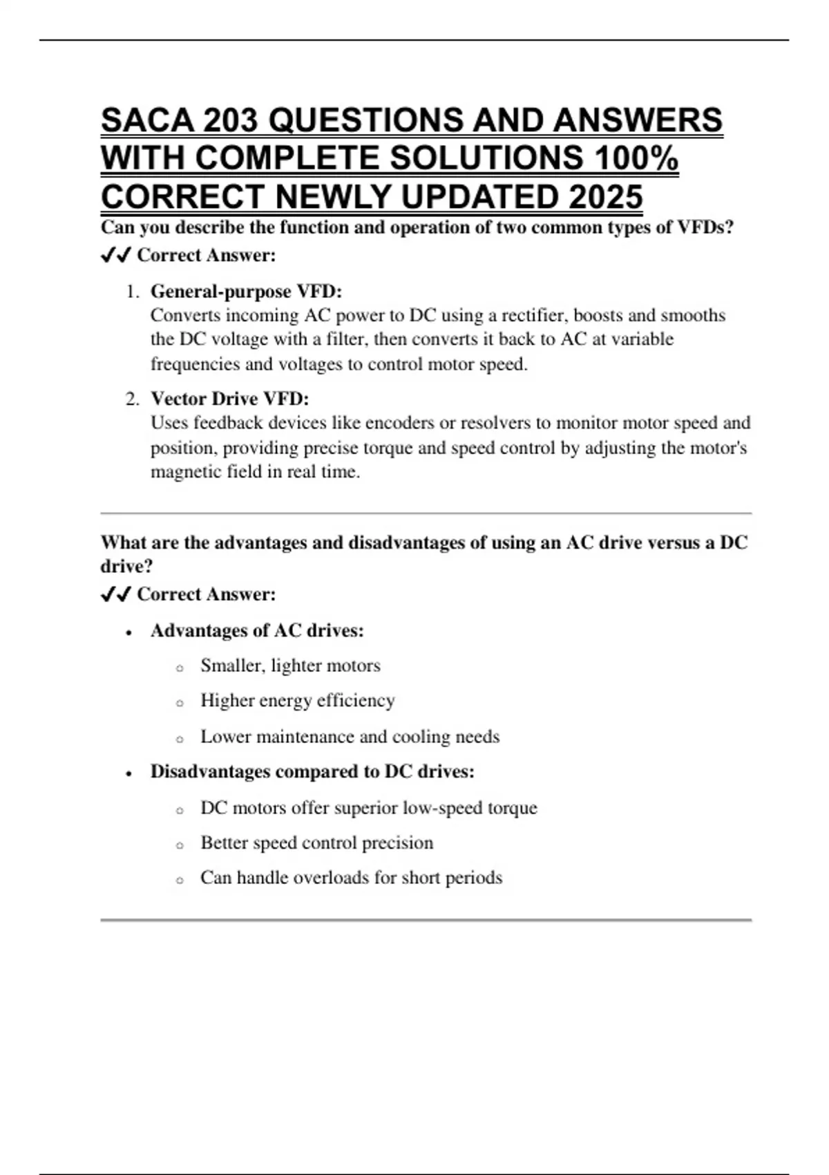 SACA 203 QUESTIONS AND ANSWERS WITH COMPLETE SOLUTIONS 100% CORRECT ...