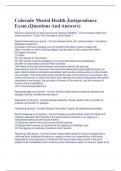 Colorado Mental Health Jurisprudence Actual Exam with Verified Answers for 2026&sol;2027