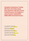  Champions Powerhouse Training SAE Exam&vert; Brand New Expert  Exam Questions with Clear Correct Verified Answers&vert; All Graded A&plus;&vert; Latest Premium Update&lpar;2025-2026&rpar;&vert;100&percnt; Guaranteed Success&period;