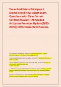 Texas Real Estate Principles 1 Exam&vert; Brand New Expert Exam Questions with Clear Correct Verified Answers&vert; All Graded A&plus;&vert;Latest Premium Update&lpar;2025-2026&rpar;&vert;100&percnt; Guaranteed Success&period;