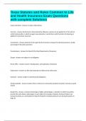 Texas Statutes and Rules Common to Life and Health Insurance Exam Questions with complete Solutions