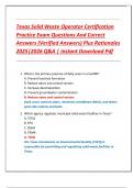 Texas Solid Waste Operator Certification  Practice Exam Questions And Correct  Answers &lpar;Verified Answers&rpar; Plus Rationales  2025&vert;2026 Q&A &vert; Instant Download Pdf