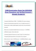 CHW EXAM PACKAGE DEAL QUESTIONS AND VERIFIED DETAILED ANSWERS &vert; 100&percnt; GUARANTEED PASS &vert; ALREADY GRADED A&plus;
