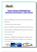 Claims Adjuster Exam Prep 2025&sol;2026 &ndash; 300&plus; Questions & Correct Answers &vert; Insurance Fundamentals&comma; Policy Provisions&comma; Risk Management&comma; Fraud&comma; Claims Process & Legal Concepts