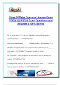 Class D Water Operator License Exam TCEQ 2025&sol;2026 &ndash; 300&plus; Expert-Verified Questions & Correct Answers &vert; Water Treatment&comma; Distribution&comma; Regulations&comma; Safety & Emergency Response