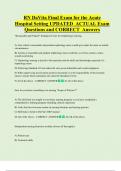 RN DaVita Final Exam for the Acute  Hospital Setting UPDATED  ACTUAL Exam  Questions and CORRECT  Answers 