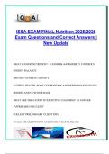 ISSA Nutrition Final Exam 2025&sol;2026 &ndash; 300&plus; Verified Questions with Correct Answers &vert; Macronutrients&comma; Metabolism&comma; Digestion&comma; Vitamins&comma; Hydration & Coaching Strategies