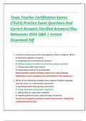 Texas Teacher Certification Exam  &lpar;TExES&rpar; Practice Exam Questions And  Correct Answers &lpar;Verified Answers&rpar; Plus  Rationales 2025 Q&A &vert; Instant  Download Pdf 