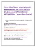 Texas Urban Planner Licensing Practice  Exam Questions And Correct Answers  &lpar;Verified Answers&rpar; Plus Rationales  2025&vert;2026 Q&A &vert; Instant Download Pdf