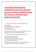Texas Weigh Station Operator  Certification Practice Exam Questions  And Correct Answers &lpar;Verified Answers&rpar;  Plus Rationales 2025&vert;2026 Q&A &vert;  Instant Download Pdf 