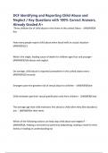 DCF Identifying and Reporting Child Abuse and Neglect &sol; Key Questions with 100&percnt; Correct Answers&comma; Already Graded A&plus;