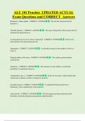 ALU 101 Practice  UPDATED ACTUAL   Exam Questions and CORRECT  Answers 
