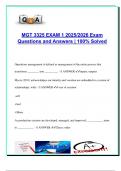 MGT 3325 Exam 1 2025&sol;2026 &ndash; 200&plus; Verified Questions with Correct Answers &vert; Operations Management&comma; Process Flow&comma; Theory of Constraints&comma; Triple Bottom Line & The Goal Case Study