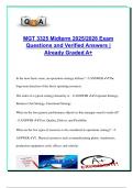 MGT 3325 Midterm 2025&sol;2026 &ndash; 200&plus; Verified Questions with Correct Answers &vert; Operations Strategy&comma; Theory of Constraints&comma; Lean&comma; Southwest Airlines & Quality Management