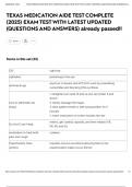 TEXAS MEDICATION AIDE TEST COMPLETE &lpar;2025&rpar; EXAM TEST WITH LATEST UPDATED &lpar;QUESTIONS AND ANSWERS&rpar; already passed&excl;&excl;