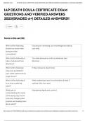 IAP DEATH DOULA CERTIFICATE EXAM QUESTIONS AND VERIFIED ANSWERS 2025&lpar;GRADED A&plus;&rpar; DETAILED ANSWERS&excl;&excl;