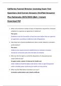 Bundle for California Funeral Director Licensing Exam Test Questions And Correct Answers &lpar;Verified Answers&rpar; Plus Rationales 2025&sol;2026 Q&A &vert; Instant Download Pdf