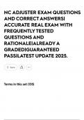 NC ADJUSTER EXAM QUESTIONS AND CORRECT ANSWERS&vert; ACCURATE REAL EXAM WITH FREQUENTLY TESTED QUESTIONS AND RATIONALE&vert;ALREADY A GRADED&vert;GUARANTEED PASS&vert;LATEST UPDATE 2025&period;