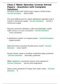 Class C Water Operator License Solved Papers - Questions with Complete Solutions&period;