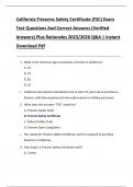 California Firearms Safety Certificate &lpar;FSC&rpar; Exam Test Questions And Correct Answers &lpar;Verified  Answers&rpar; Plus Rationales 2025&sol;2026 Q&A &vert; Instant  Download Pdf