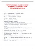 NOTARY PUBLIC IN&period;BIZ COURSE &lpar;INDIANA&rpar; QUESTIONS AND CORRECT ANSWERS