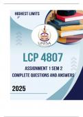 LCP4807 Assignment 1 &lpar;COMPLETE ANSWERS&rpar; Semester 2 2025 - DUE 20 August 2025