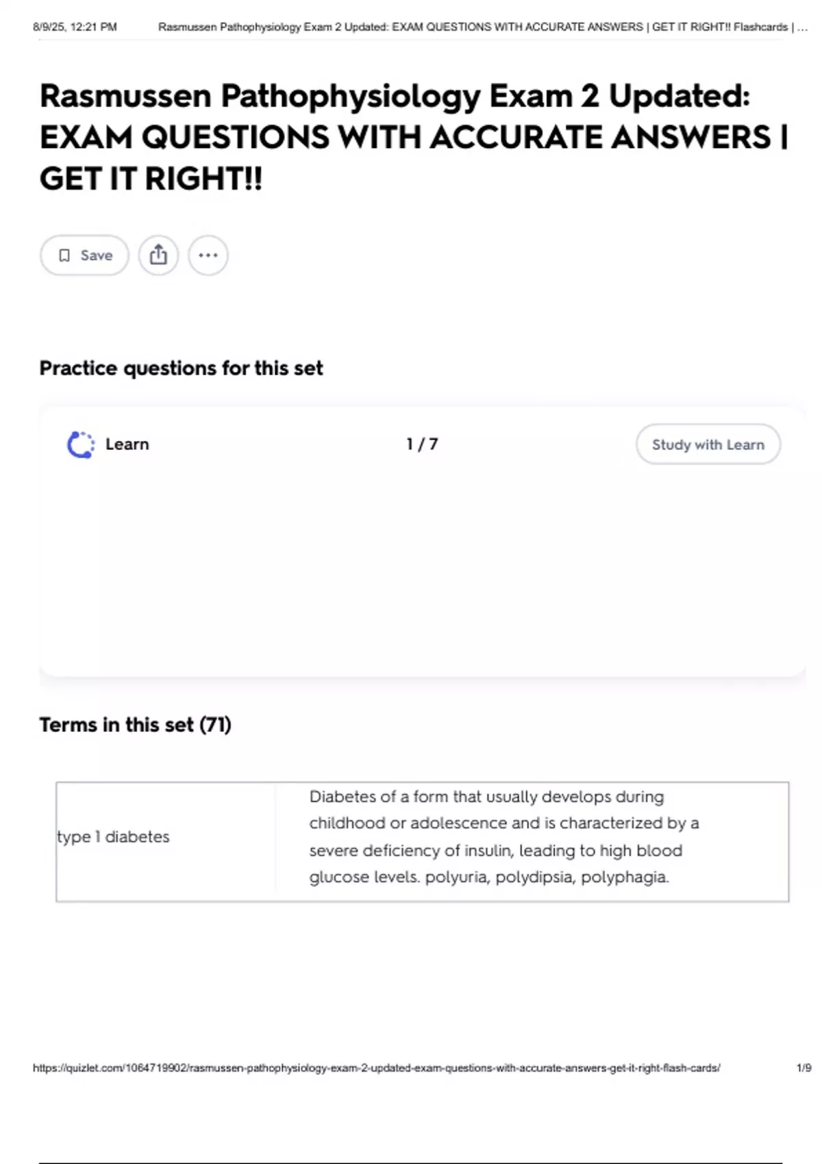 Rasmussen Pathophysiology Exam 2 Updated: EXAM QUESTIONS WITH ACCURATE ...