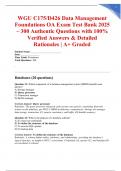WGU C175&sol;D426 Data Management Foundations OA Exam Test Bank 2025 &ndash; 300 Authentic Questions with 100&percnt; Verified Answers & Detailed Rationales &vert; A&plus; Graded