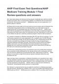 AHIP Final Exam Test Questions&sol;AHIP Medicare Training Module 1 Final Review questions and answers