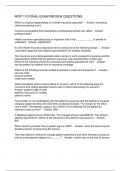 MOP 110 FINAL EXAM REVIEW QUESTIONS