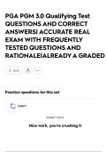 PGA PGM 3&period;0 Qualifying Test QUESTIONS AND CORRECT ANSWERS&vert; ACCURATE REAL EXAM WITH FREQUENTLY TESTED QUESTIONS AND RATIONALE&vert;ALREADY A GRADED