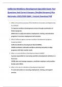 California Workforce Development Specialist Exam Test  Questions And Correct Answers &lpar;Verified Answers&rpar; Plus  Rationales 2025&sol;2026 Q&A &vert; Instant Download Pdf