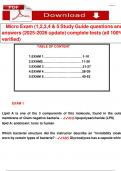 Micro Exam &lpar;1&comma;2&comma;3&comma;4 & 5 Study Guide questions and answers &lpar;2025-2026 update&rpar; complete tests &lpar;all 100&percnt; verified&rpar;