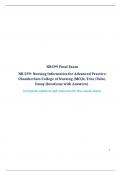 NR599 Final Exam  NR 599&colon; Nursing Informatics for Advanced Practice&colon;  Chamberlain College of Nursing &lpar;MCQs&comma; True&sol;False&comma;  Essay Questions with Answers&rpar;