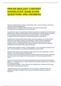 PRAXIS BIOLOGY CONTENT KNOWLEDGE &lpar;5236&rpar; EXAM QUESTIONS AND ANSWERS