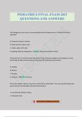 PEDIATRICS FINAL EXAM 2025 QUESTIONS AND ANSWERS