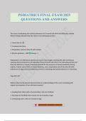 PEDIATRICS FINAL EXAM 2025 QUESTIONS AND ANSWERS