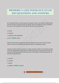 PRIMERICA LIFE INSURANCE EXAM 2025 QUESTIONS AND ANSWERS